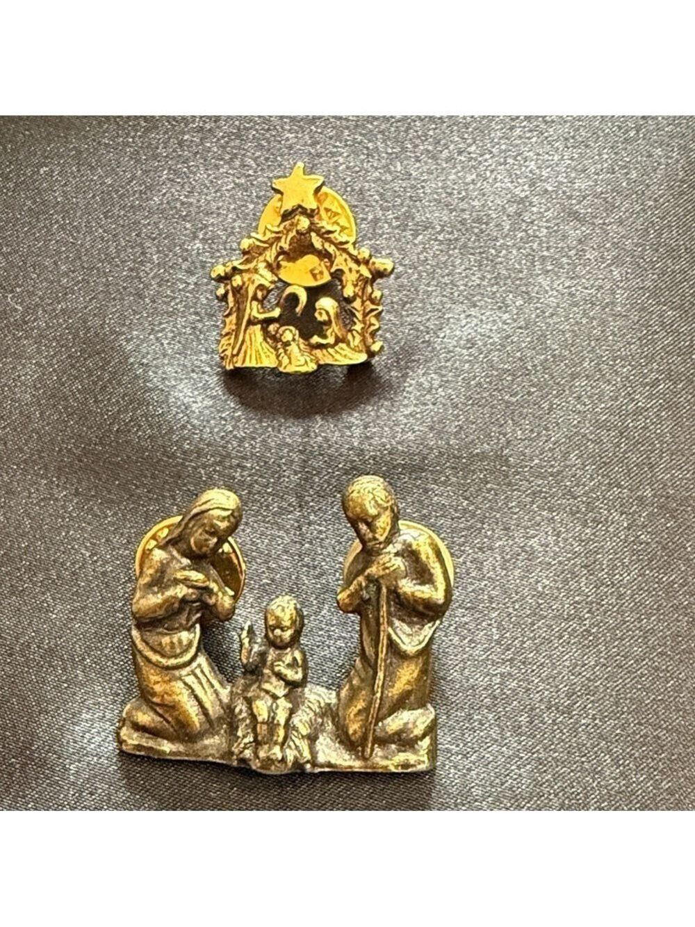 Vintage Bronze Nativity Pins  Brooches